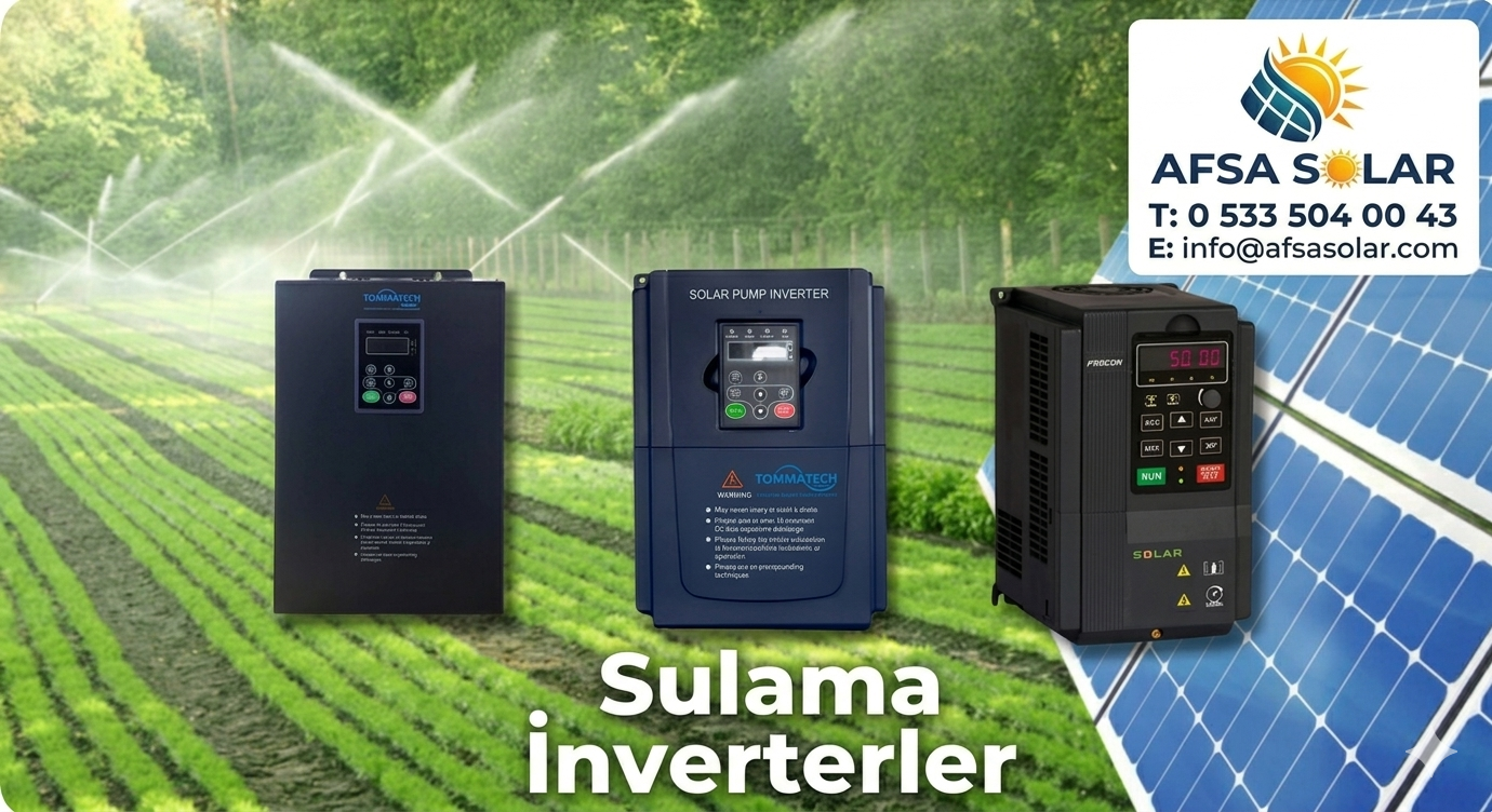 Genel Tanım ve Çalışma Prensibi Güneş enerjili tarımsal sulama sistemleri (solar pompa), elektrik hattının olmadığı veya elektrik maliyetinin çok yüksek olduğu tarım arazilerinde, dalgıç veya yüzey pompalarını doğrudan güneş enerjisi ile çalıştırmak için tasarlanmıştır. Bu sistemlerdeki sürücü (inverter), panellerden gelen değişken DC enerjiyi, pompanın ihtiyacına göre ayarlayarak (frekans ve voltaj kontrolü ile) motoru en verimli şekilde çalıştırır.